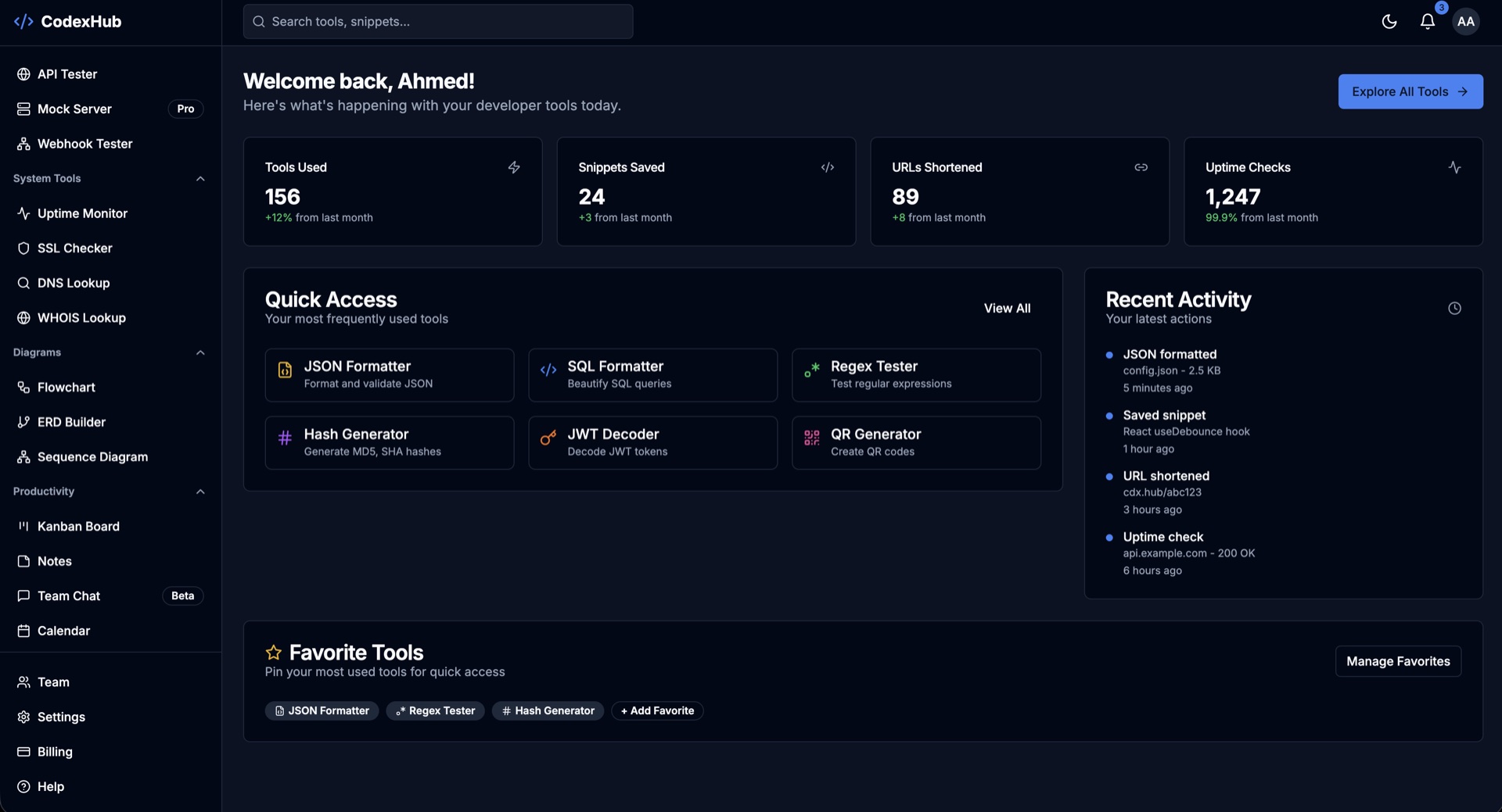 CodexHub dashboard interface